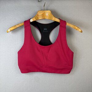 REI Co-Op Active Pursuits Padded Sports Bra Red Workout Women's Size L Racerback